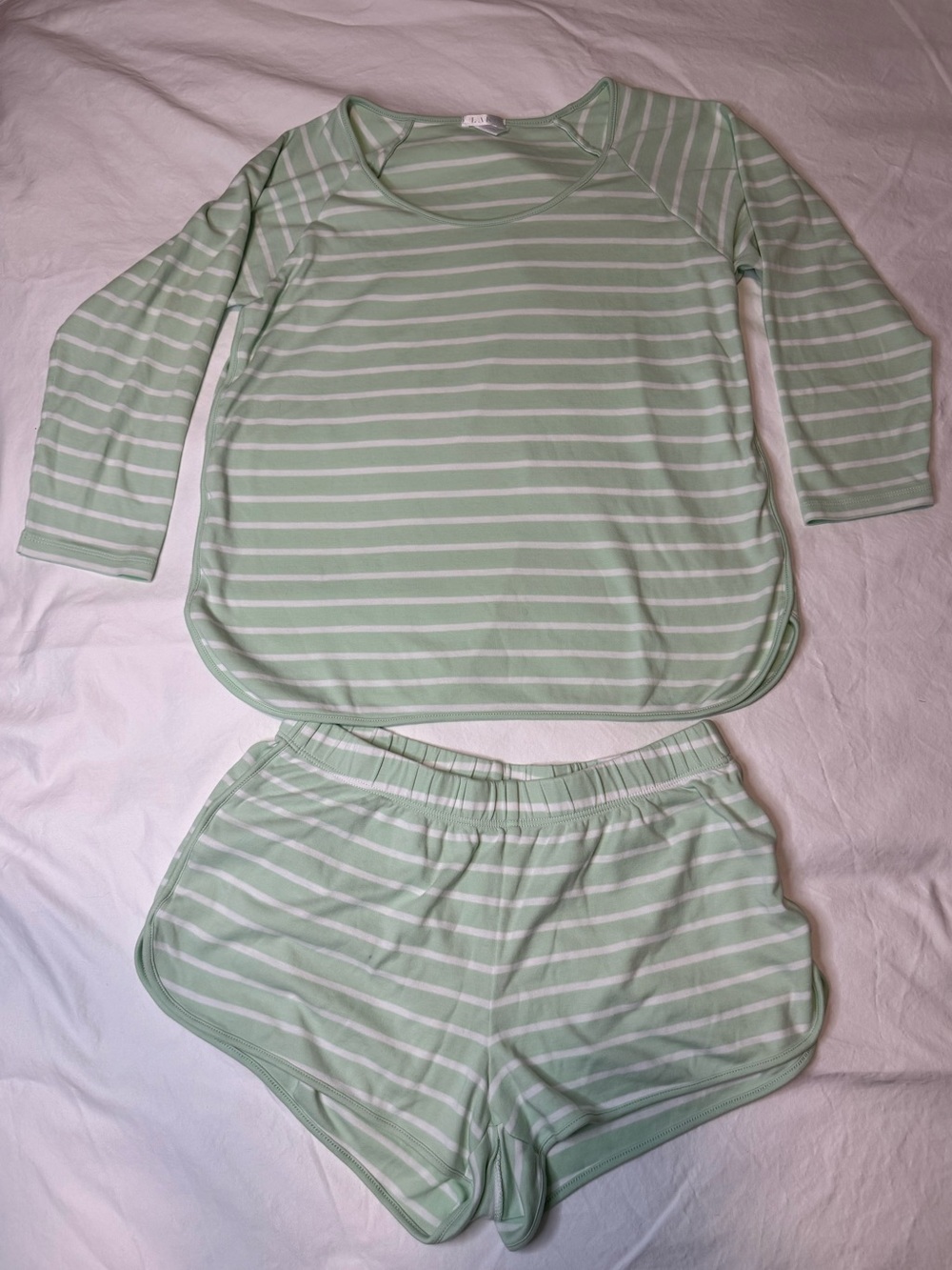 Lake Striped Mint Green Lounge Pajama Set - Women's Two-Piece size Small